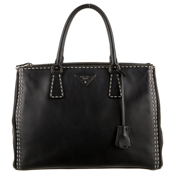Prada City Calf Topstitched Double Zip Tote - Picture 1 of 4